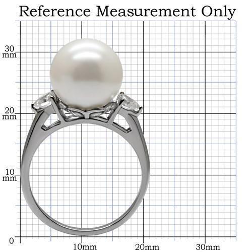 TK090 - High polished (no plating) Stainless Steel Ring with Synthetic Pearl in Aurora Borealis (Rainbow Effect)-1