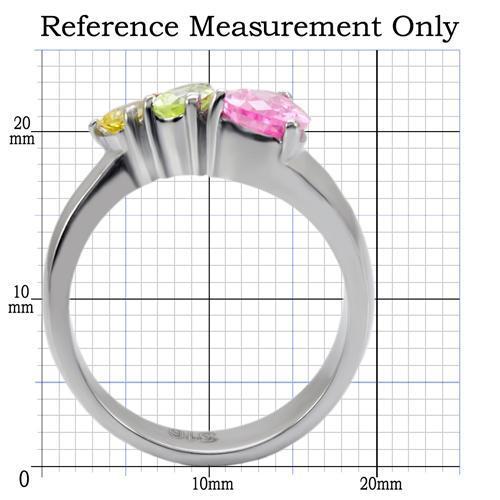 TK091 - High polished (no plating) Stainless Steel Ring with AAA Grade CZ  in Multi Color-1