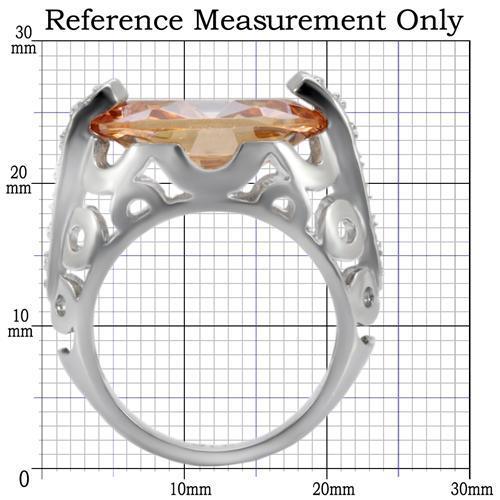 TK092 - High polished (no plating) Stainless Steel Ring with AAA Grade CZ  in Champagne-1