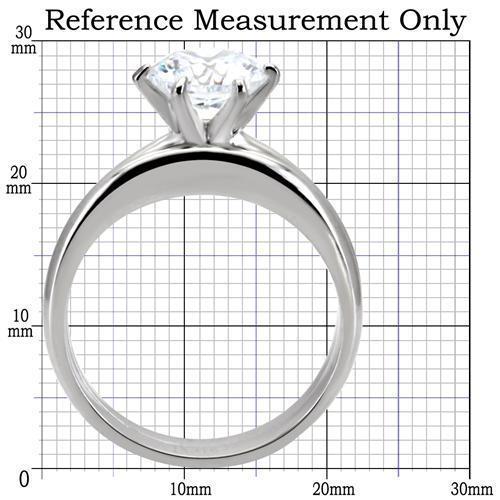 TK097 - High polished (no plating) Stainless Steel Ring with AAA Grade CZ  in Clear-1