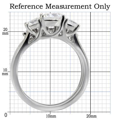 TK098 - High polished (no plating) Stainless Steel Ring with AAA Grade CZ  in Clear-1