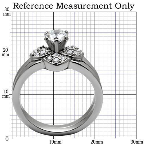 TK099 - High polished (no plating) Stainless Steel Ring with AAA Grade CZ  in Clear-1