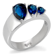 TK0F511 - High polished (no plating) Stainless Steel Ring with Synthetic Synthetic Glass in Montana-0