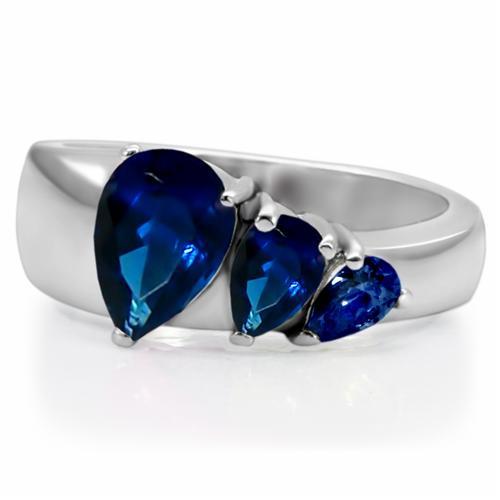 TK0F511 - High polished (no plating) Stainless Steel Ring with Synthetic Synthetic Glass in Montana-2