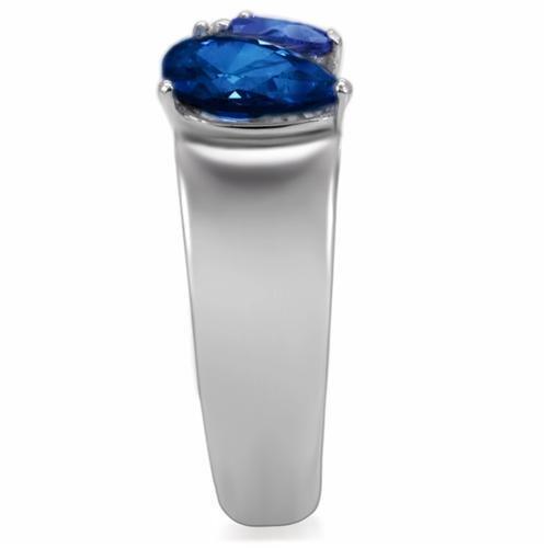 TK0F511 - High polished (no plating) Stainless Steel Ring with Synthetic Synthetic Glass in Montana-4