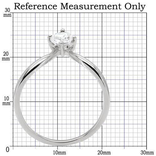 TK0W260 - High polished (no plating) Stainless Steel Ring with AAA Grade CZ  in Clear-1