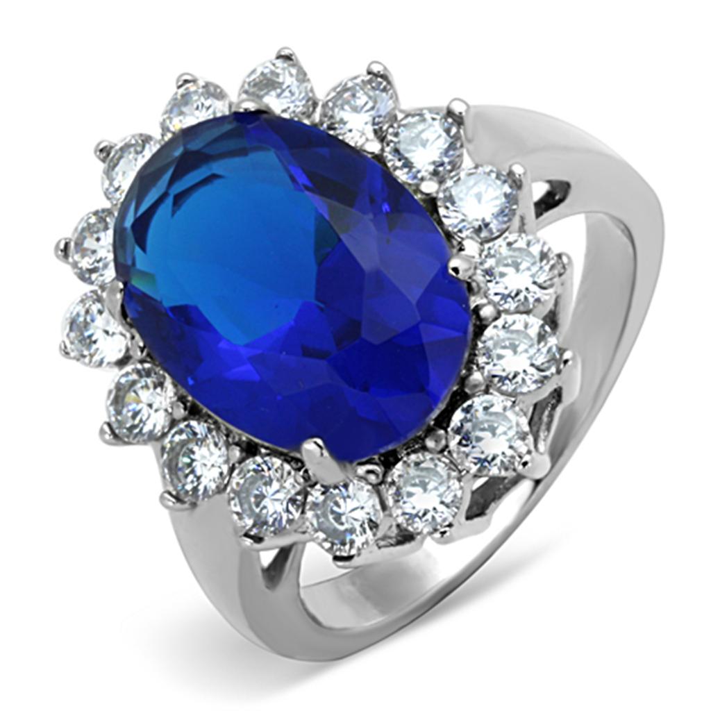 TK0W389 - High polished (no plating) Stainless Steel Ring with Synthetic Synthetic Glass in Montana-0