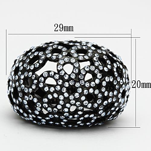 TK1003 - IP Black(Ion Plating) Stainless Steel Ring with Top Grade Crystal  in Light Sapphire-1