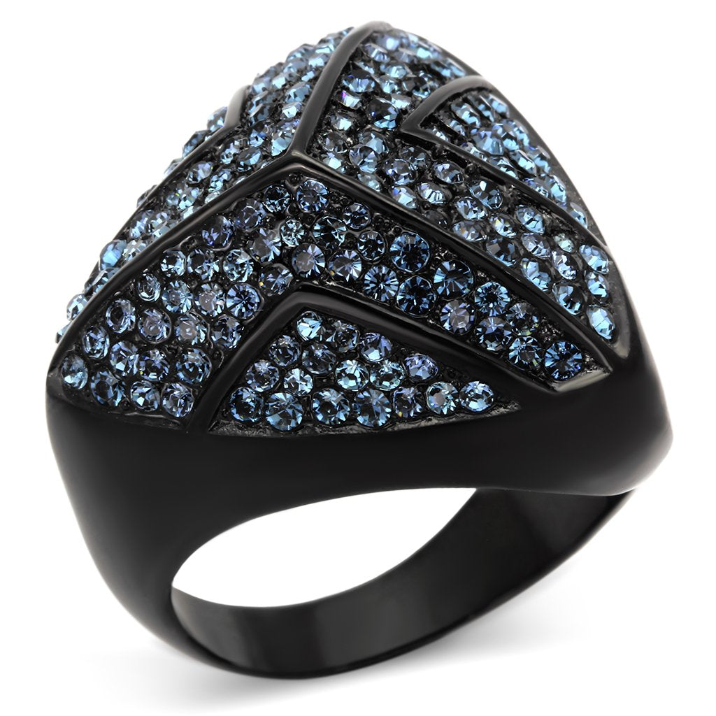 TK1005 - IP Black(Ion Plating) Stainless Steel Ring with Top Grade Crystal  in Montana-0