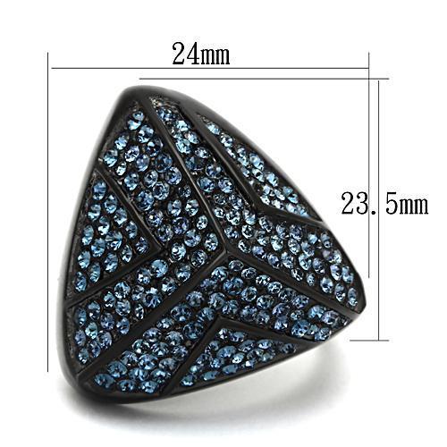TK1005 - IP Black(Ion Plating) Stainless Steel Ring with Top Grade Crystal  in Montana-1