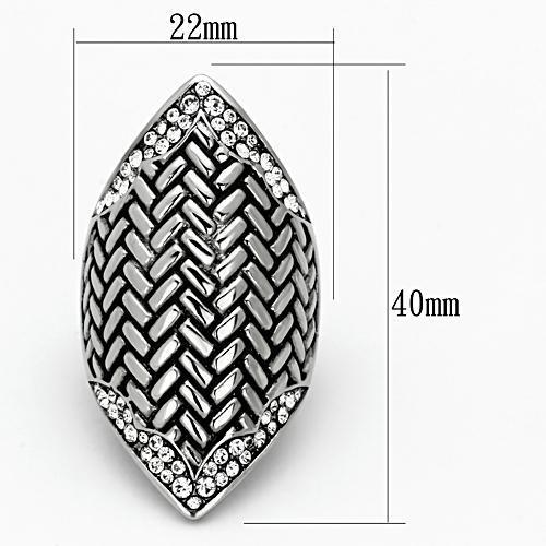 TK1009 - High polished (no plating) Stainless Steel Ring with Top Grade Crystal  in Clear-1