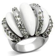 TK1011 - High polished (no plating) Stainless Steel Ring with Top Grade Crystal  in Black Diamond-0
