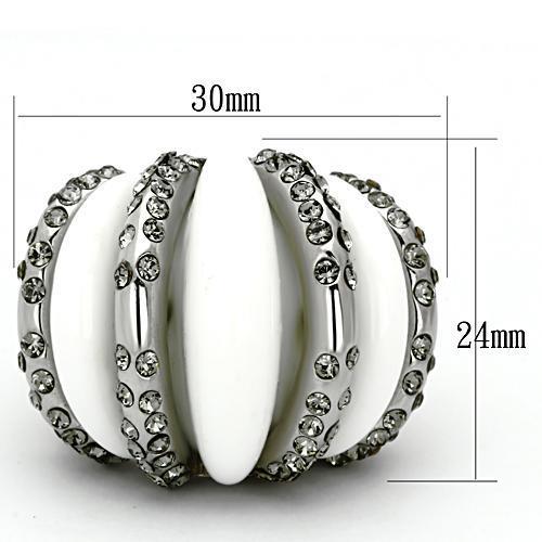 TK1011 - High polished (no plating) Stainless Steel Ring with Top Grade Crystal  in Black Diamond-1