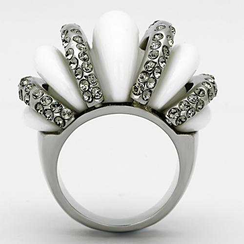 TK1011 - High polished (no plating) Stainless Steel Ring with Top Grade Crystal  in Black Diamond-2