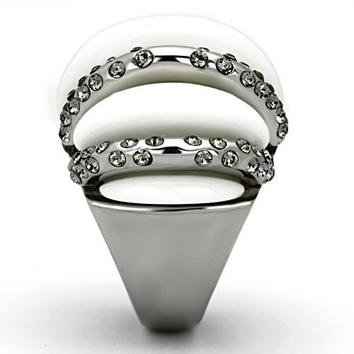 TK1011 - High polished (no plating) Stainless Steel Ring with Top Grade Crystal  in Black Diamond-3