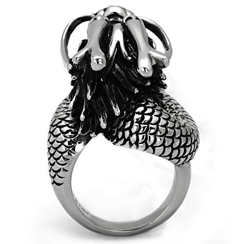 TK1014 - High polished (no plating) Stainless Steel Ring with Synthetic Pearl in White-3