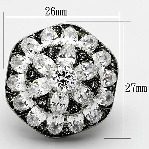 TK1016 - High polished (no plating) Stainless Steel Ring with AAA Grade CZ  in Clear-1