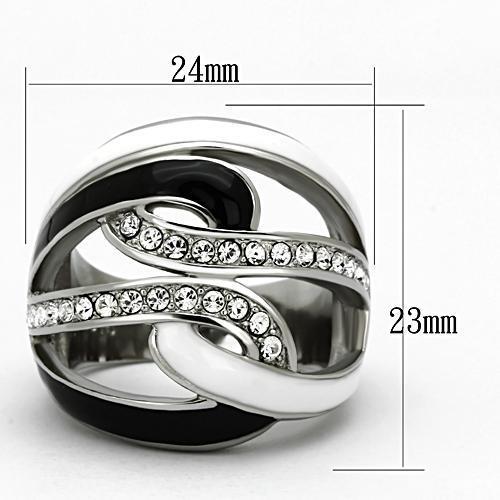 TK1018 - High polished (no plating) Stainless Steel Ring with Top Grade Crystal  in Clear-1