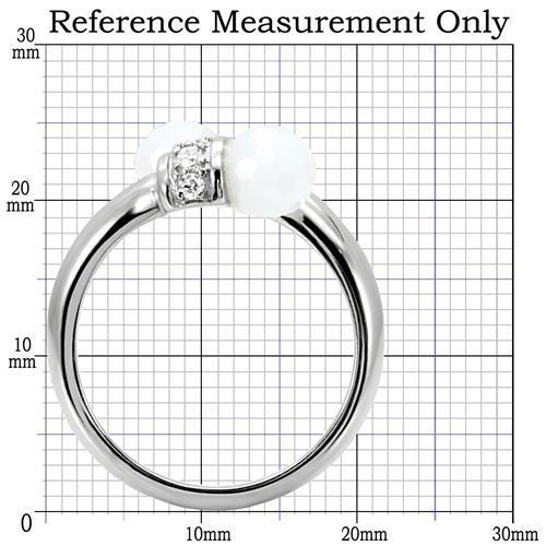 TK101 - High polished (no plating) Stainless Steel Ring with Milky CZ  in White-1
