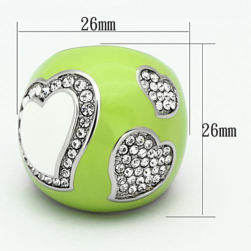 TK1021 - High polished (no plating) Stainless Steel Ring with Top Grade Crystal  in Clear-1