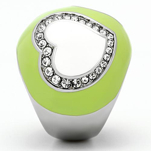 TK1021 - High polished (no plating) Stainless Steel Ring with Top Grade Crystal  in Clear-4