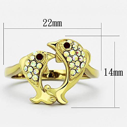 TK1023 - IP Gold(Ion Plating) Stainless Steel Ring with Top Grade Crystal  in Multi Color-1