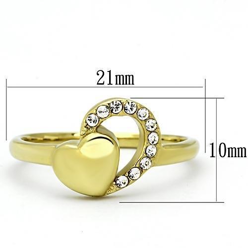 TK1024 - IP Gold(Ion Plating) Stainless Steel Ring with Top Grade Crystal  in Clear-1