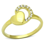 TK1024 - IP Gold(Ion Plating) Stainless Steel Ring with Top Grade Crystal  in Clear-0