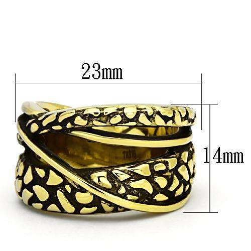 TK1025 - IP Gold(Ion Plating) Stainless Steel Ring with No Stone-1