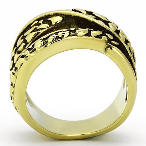 TK1025 - IP Gold(Ion Plating) Stainless Steel Ring with No Stone-2