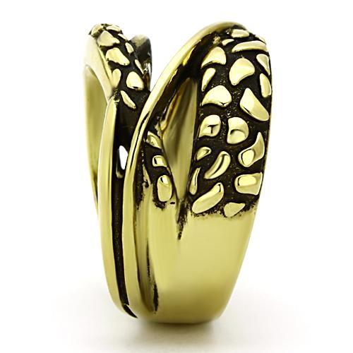 TK1025 - IP Gold(Ion Plating) Stainless Steel Ring with No Stone-3