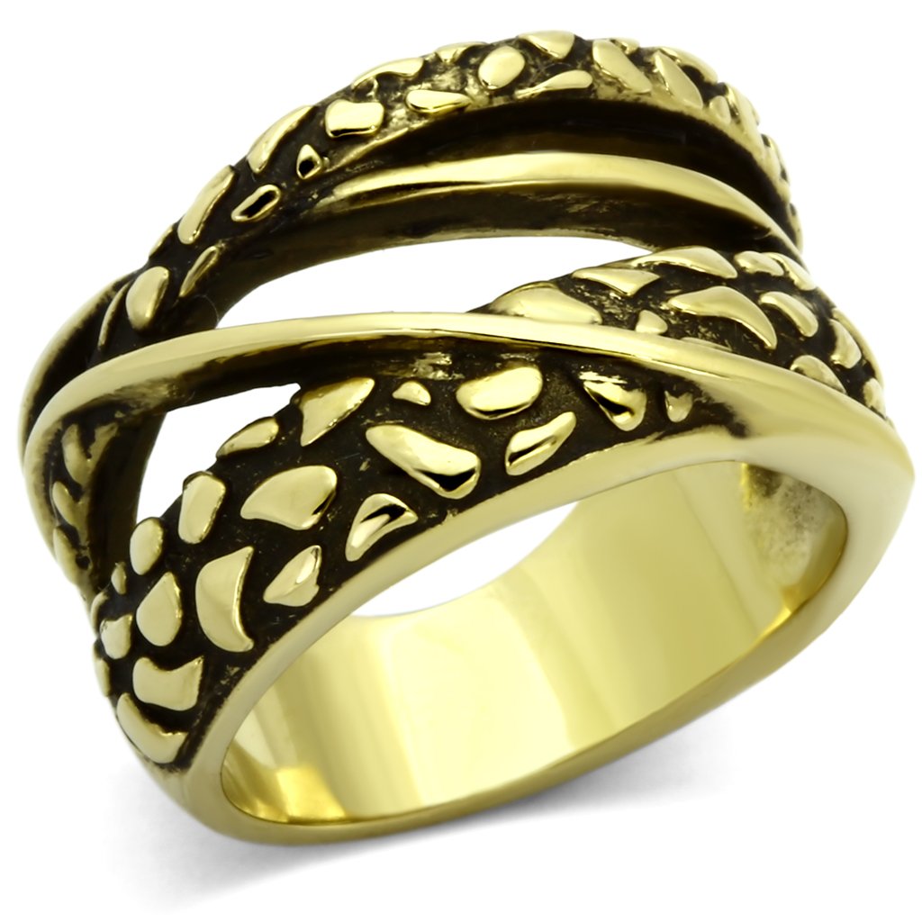 TK1025 - IP Gold(Ion Plating) Stainless Steel Ring with No Stone-0