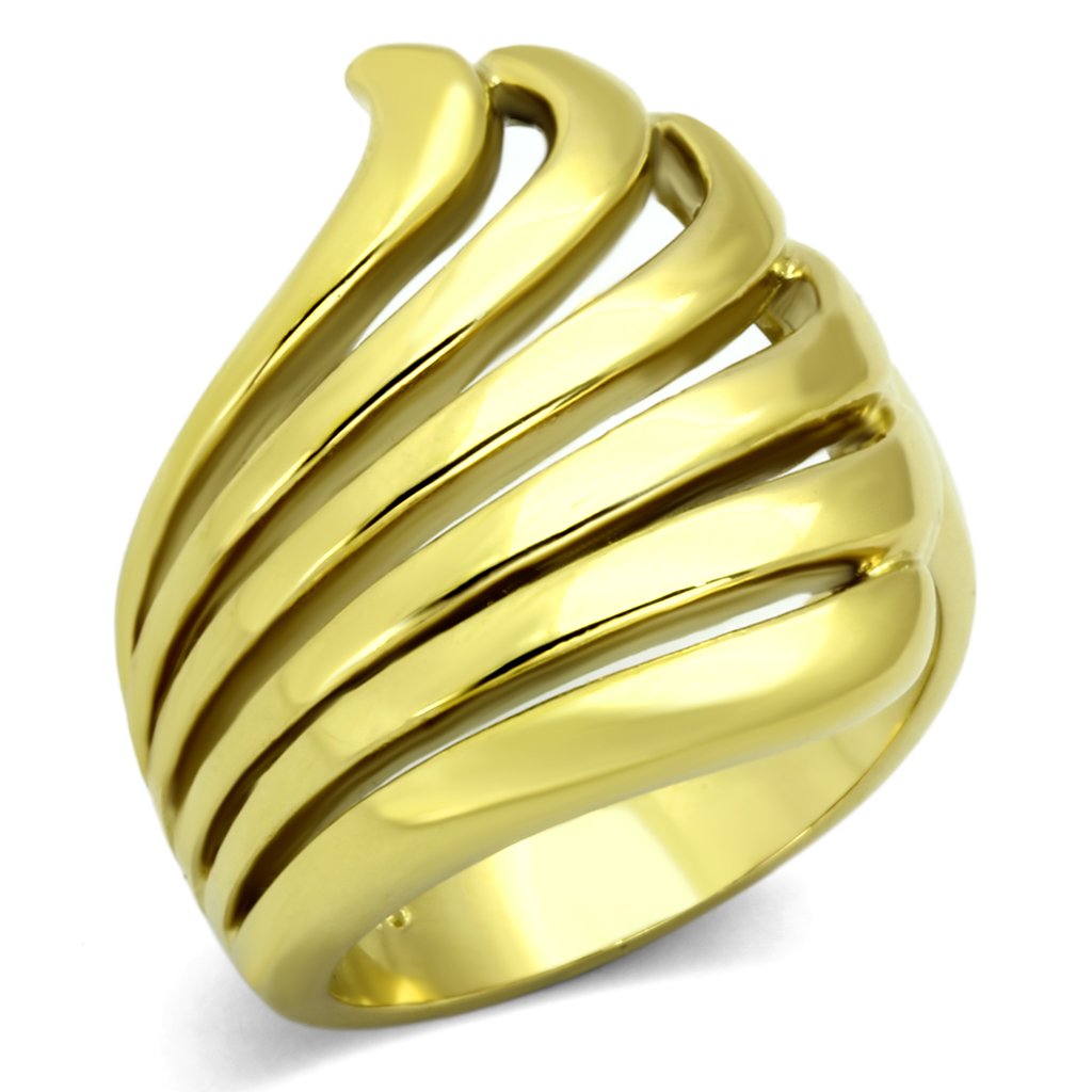 TK1028 - IP Gold(Ion Plating) Stainless Steel Ring with No Stone-0
