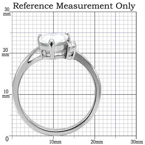 TK102 - High polished (no plating) Stainless Steel Ring with AAA Grade CZ  in Clear-1