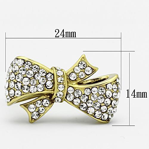 TK1032 - IP Gold(Ion Plating) Stainless Steel Ring with Top Grade Crystal  in Clear-1