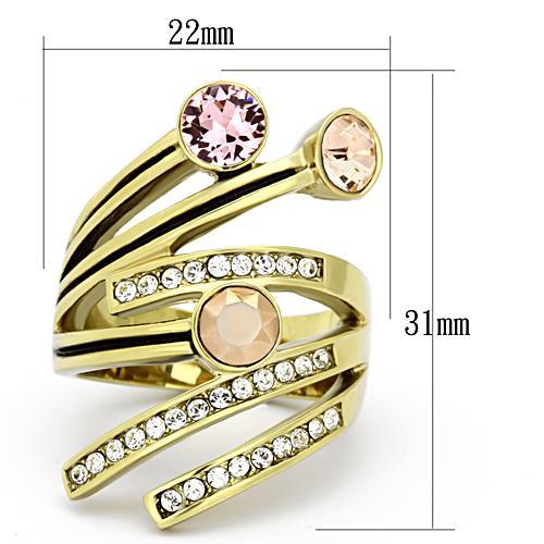 TK1033 - IP Gold(Ion Plating) Stainless Steel Ring with Top Grade Crystal  in Multi Color-1
