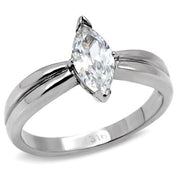 TK103 - High polished (no plating) Stainless Steel Ring with AAA Grade CZ  in Clear-0