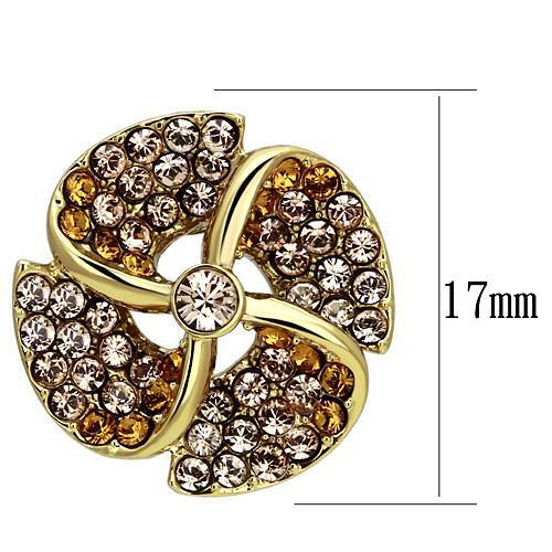 TK1040 - IP Gold(Ion Plating) Stainless Steel Earrings with Top Grade Crystal  in Multi Color-1