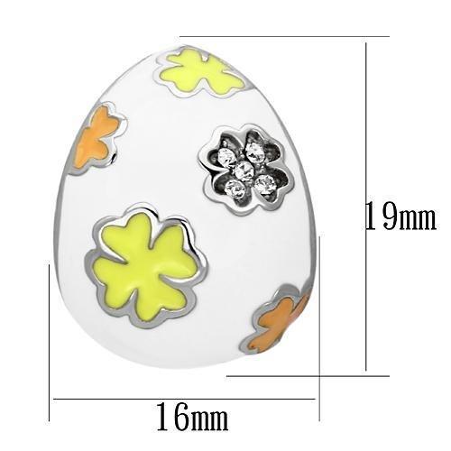 TK1043 - High polished (no plating) Stainless Steel Earrings with Top Grade Crystal  in Clear-1