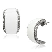 TK1046 - High polished (no plating) Stainless Steel Earrings with Top Grade Crystal  in Clear-0