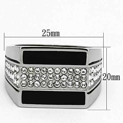 TK1048 - High polished (no plating) Stainless Steel Ring with Top Grade Crystal  in Clear-1