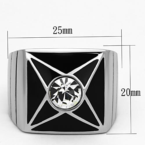 TK1049 - High polished (no plating) Stainless Steel Ring with Top Grade Crystal  in Clear-1