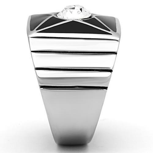 TK1049 - High polished (no plating) Stainless Steel Ring with Top Grade Crystal  in Clear-3
