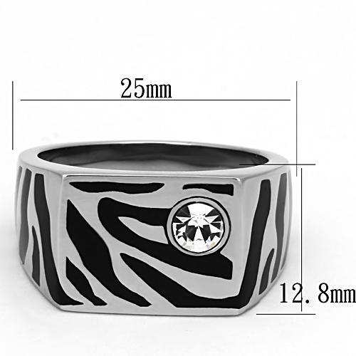 TK1054 - High polished (no plating) Stainless Steel Ring with Top Grade Crystal  in Clear-1