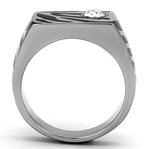 TK1054 - High polished (no plating) Stainless Steel Ring with Top Grade Crystal  in Clear-2