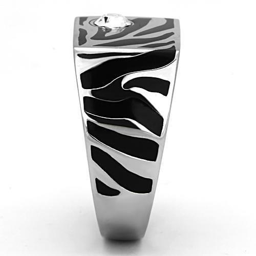 TK1054 - High polished (no plating) Stainless Steel Ring with Top Grade Crystal  in Clear-3