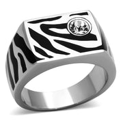 TK1054 - High polished (no plating) Stainless Steel Ring with Top Grade Crystal  in Clear-0