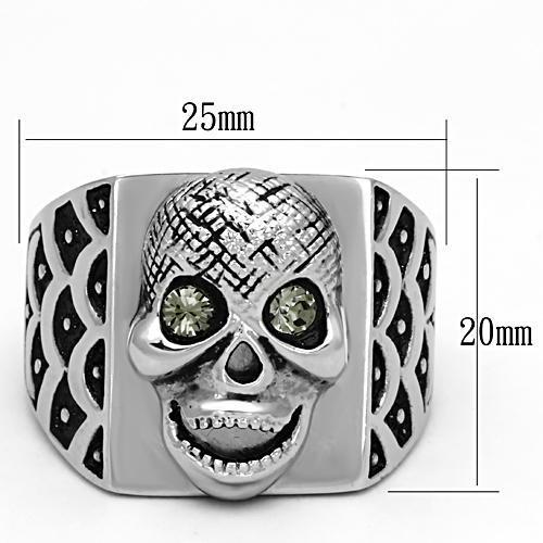 TK1056 - High polished (no plating) Stainless Steel Ring with Top Grade Crystal  in Black Diamond-1
