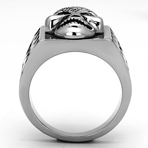 TK1056 - High polished (no plating) Stainless Steel Ring with Top Grade Crystal  in Black Diamond-2