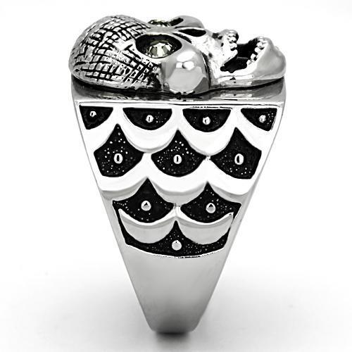 TK1056 - High polished (no plating) Stainless Steel Ring with Top Grade Crystal  in Black Diamond-3